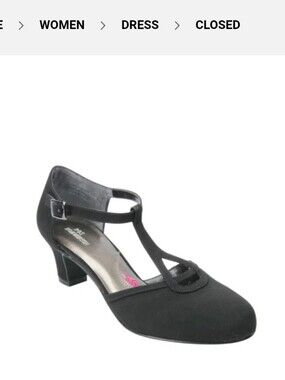 Ros Hommerson Heidi Black Microfiber T-Strap Heeled Pumps Size 7.5N NWT